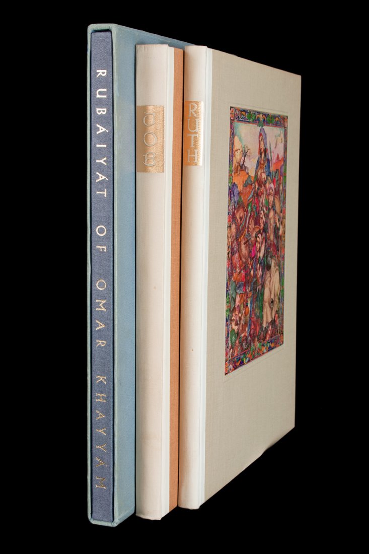 Three volumes with illustrations by Arthur Szyk: Title: Three volumes with illustrations by Arthur Szyk Author: ** Description: Includes: * The Book of Job. (4to), white and brown cloth, illustrated label on front. [1946]. * The Book of Ruth. (4to)