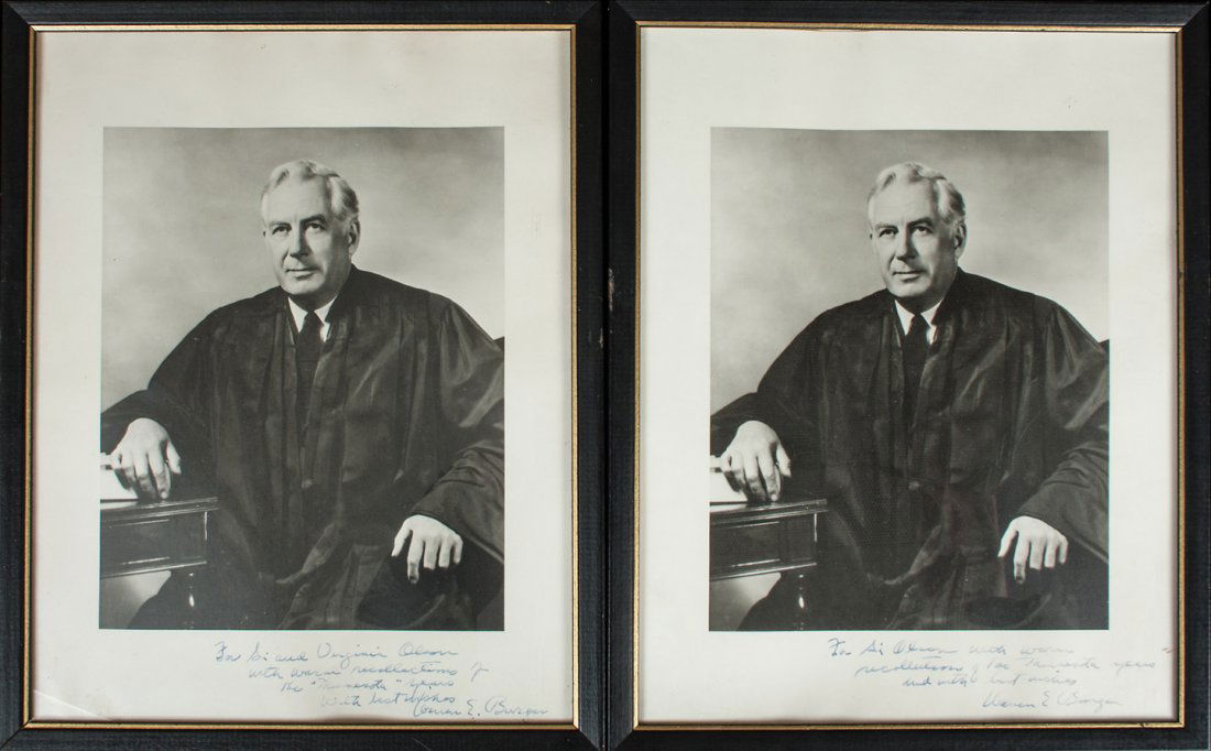 Warren Burger Signed Photographs: Title: Two signed photographs of Chief Justice of the United States Supreme Court, Warren E. Berger Author: Burger, Warren E. Description: Two photo portraits of Chief Justice Warren Burger, in his co
