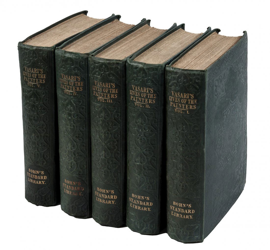Lives of the Most Eminent Painters 5 vols: Title: Lives of the Most Eminent Painters, Sculptors, and Architects Author: Vasari, Giorgio Description: 5 volumes. Engraved portrait frontispiece in Volume I. Translated by Mrs. Jonathan Foster. (8v