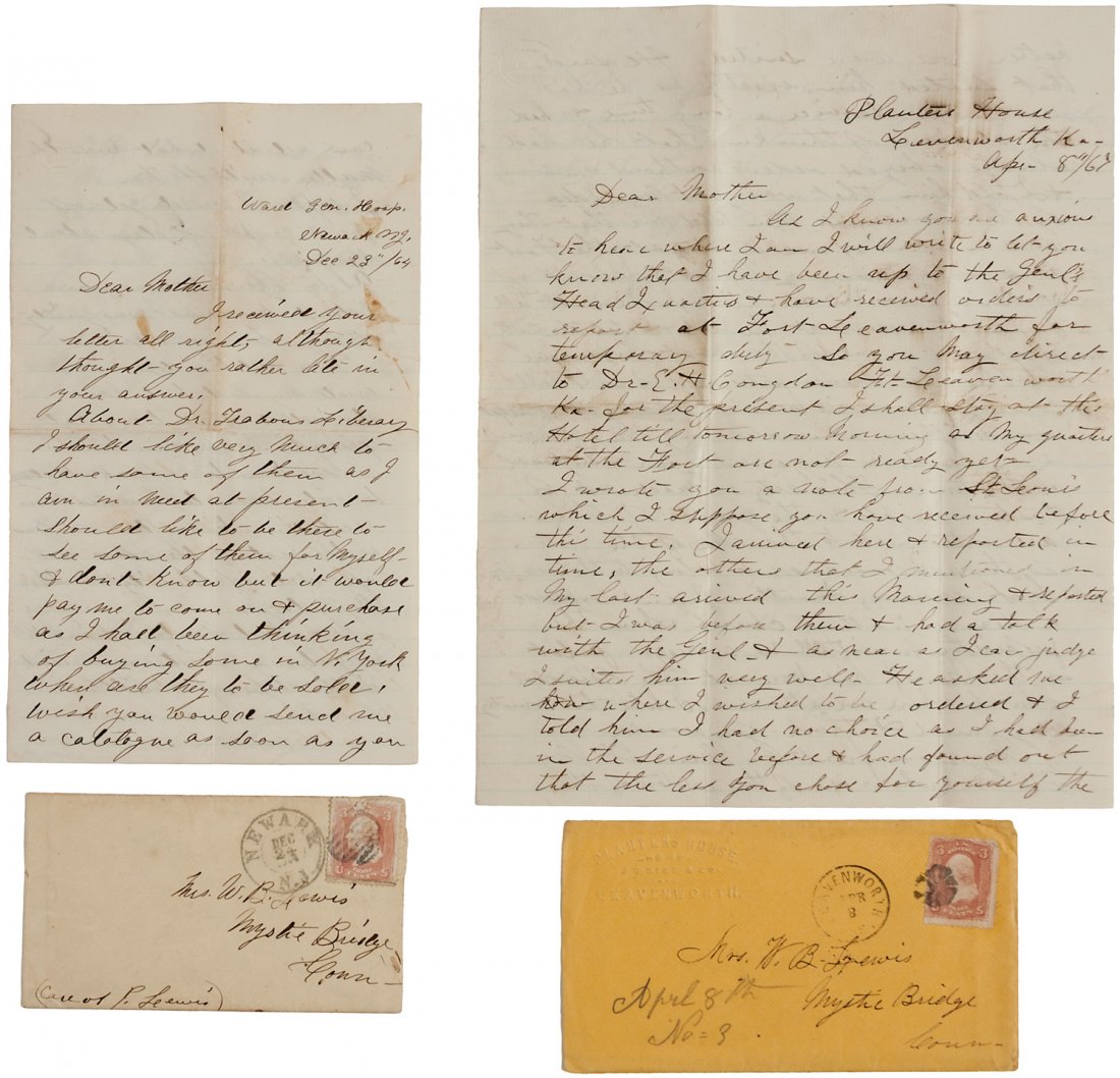 2 ALs from an Army Dr. in the West, 1867: Heading: Author: Congdon, Dr. Edgar H. Title: Two Autograph Letters Signed from an Army Doctor in the West, 1867 Description: Two Autograph Letters Signed (one with initials EHC, the other “Edga