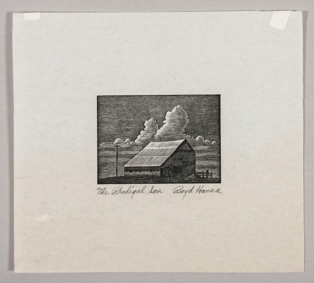 Prodigal Son, woodblock by LEC artist Boyd Hanna: Heading: Author: Hanna, Boyd Title: The Prodigal Son - signed wood engraving Place Published: Publisher: Date Published: Description: Wood engraving on fine paper. Image