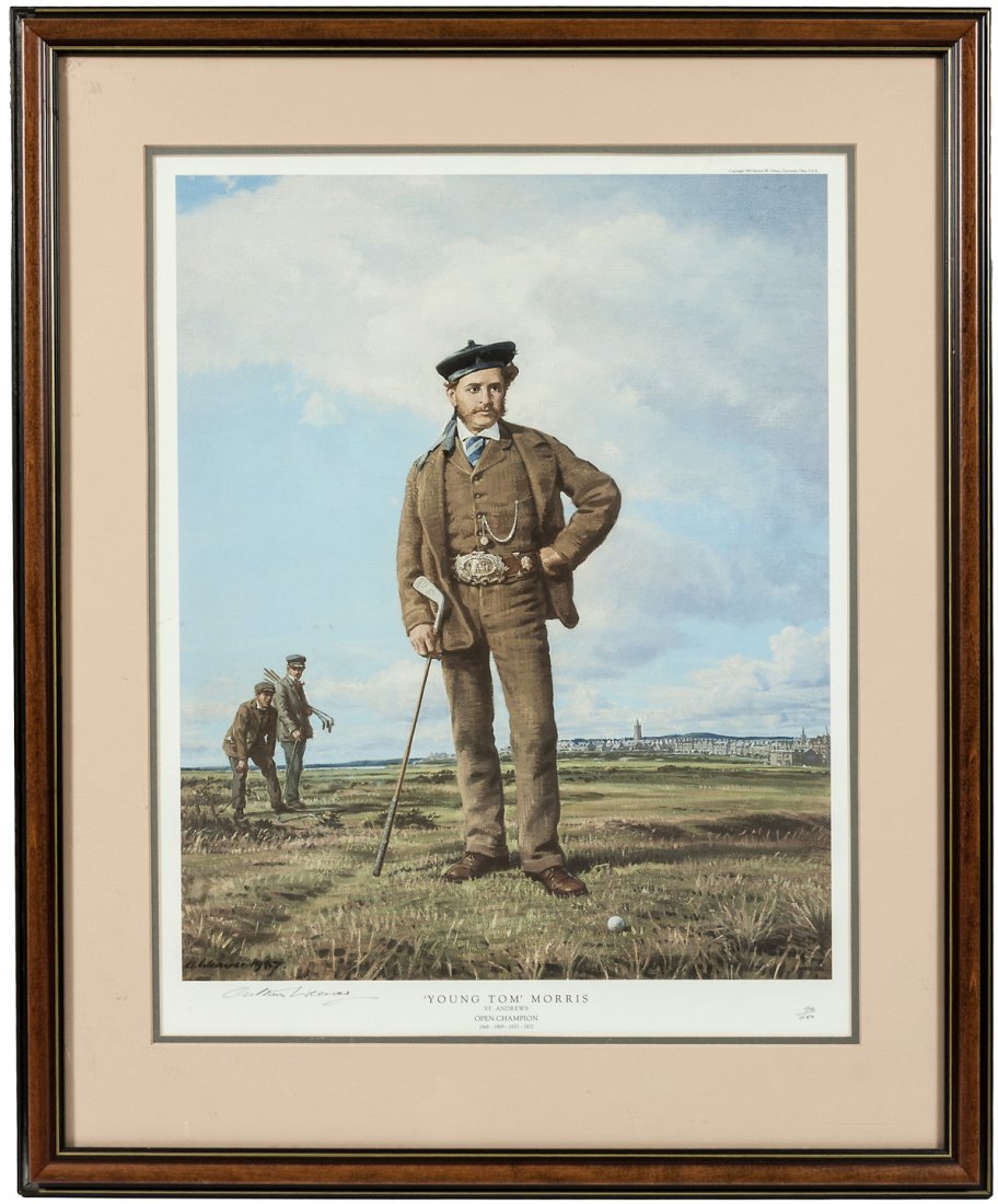 Signed color print of Young Tom Morris, by Art Weaver: Heading: (Art) Author: Weaver, Arthur Title: 'Young Tom' Morris, St. Andrews, Open Champion - limited edition print, signed by Arthur Weaver Place Published: Publisher: Date Published: 1987<