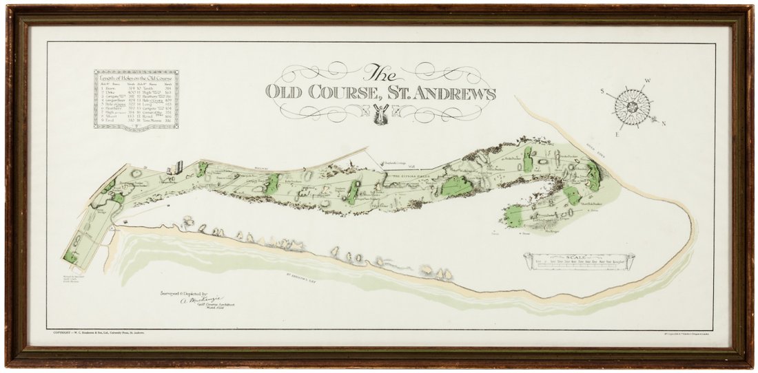 Map of the old Course St Andrews 1924: Heading: (St. Andrews) Author: Mackenzie, Dr. Alister Title: The Old Course, St. Andrews, Surveyed & Depicted by A. Mackenzie, Golf Course Architect, March 1924 Place Published: St. Andrews, Scotland 