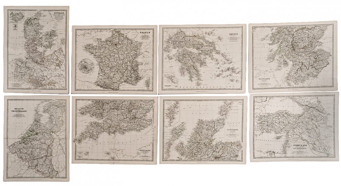 20 color engraved maps around the world: Heading: (Europe) Author: Johnston, Keith Title: Twenty engraved maps of various regions, mostly Europe Place Published: Edinburgh & London Publisher:W. & A.K. Johnston and William Blackwood & Sons