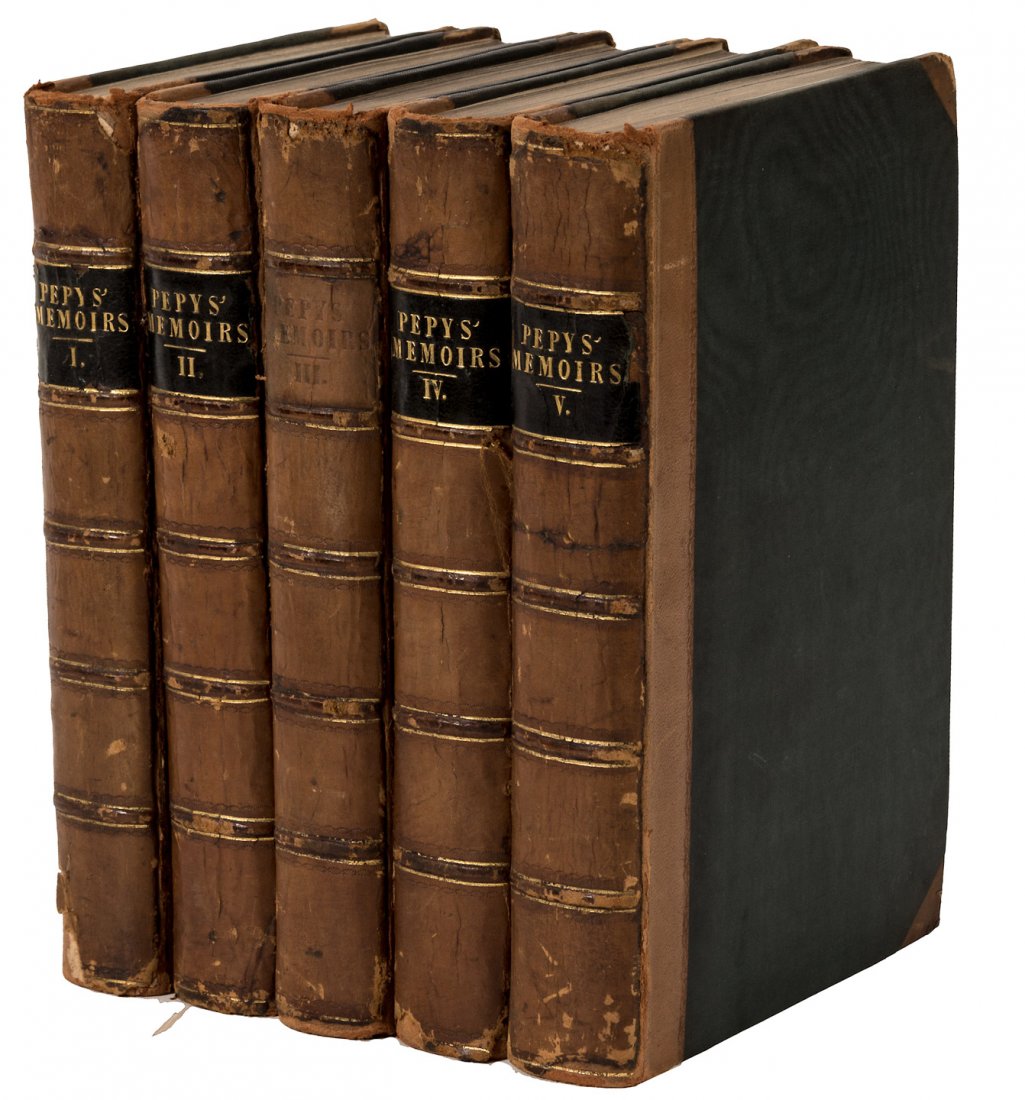 Memoirs of Samuel Pepys 5 vol 2nd edition: Heading: (Pepys, Samuel) Author: Braybrooke, Richard Lord, editor Title: Memoirs of Samuel Pepys, Esq. F.R.S. Secretary to the Admiralty in the Reigns of Charles II. and James II. Comprising his Diary