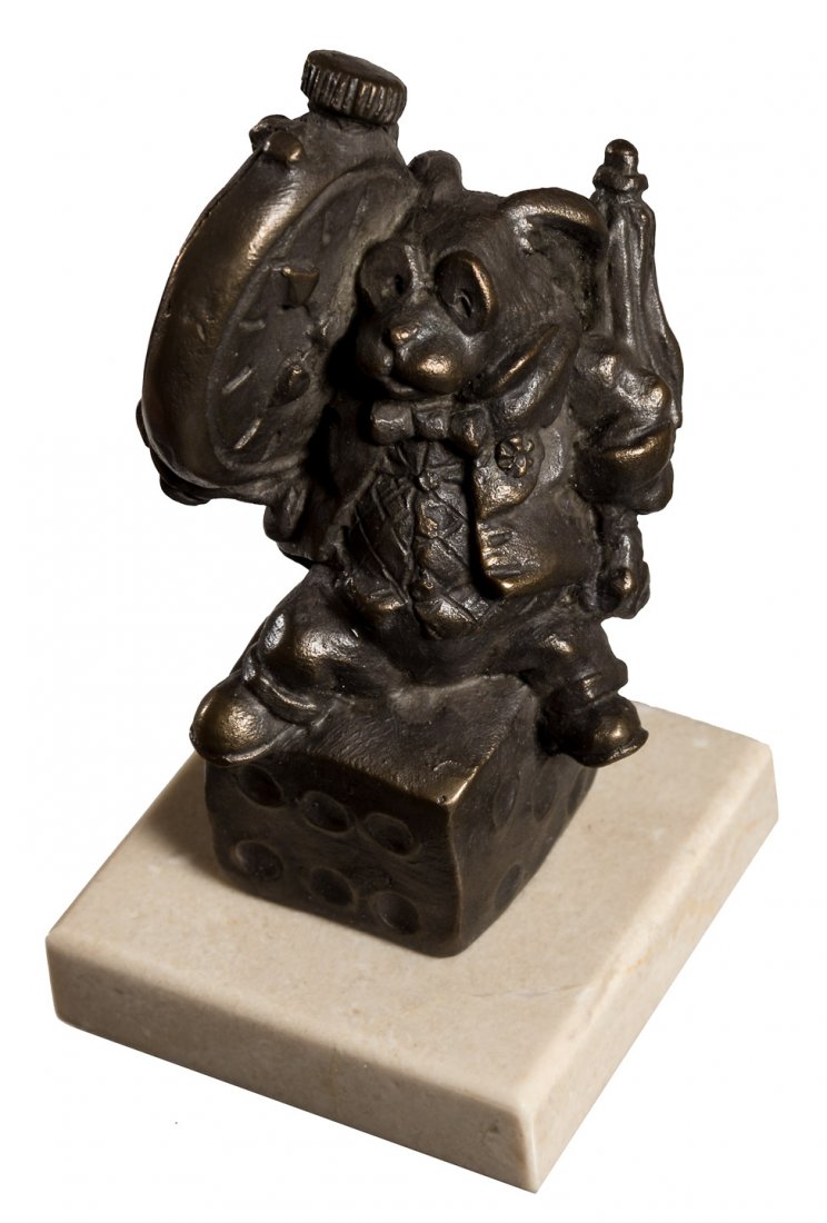 White Rabbit bronze sculpture by Ralph Massey 3½": Heading: (Carroll, Lewis) Author: Massey, Ralph Title: The White Rabbit - sculpture of the character from Lewis Carroll's Alice's Adventures in Wonderland Place Published: Ojai, CA Publisher: Dat