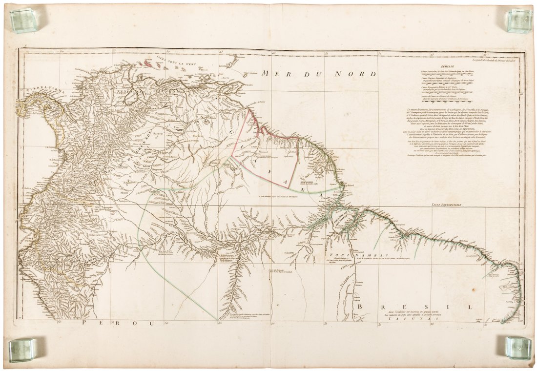 Oversize map of South America 1748: Heading: (South America) Author: D'Anville, Jean Baptiste Bourguignon Title: Amerique Meridionale Publie'e sous les Auspices de Monseigneur le duc d'Orleans Premier Prince du Sang Place Published: Par
