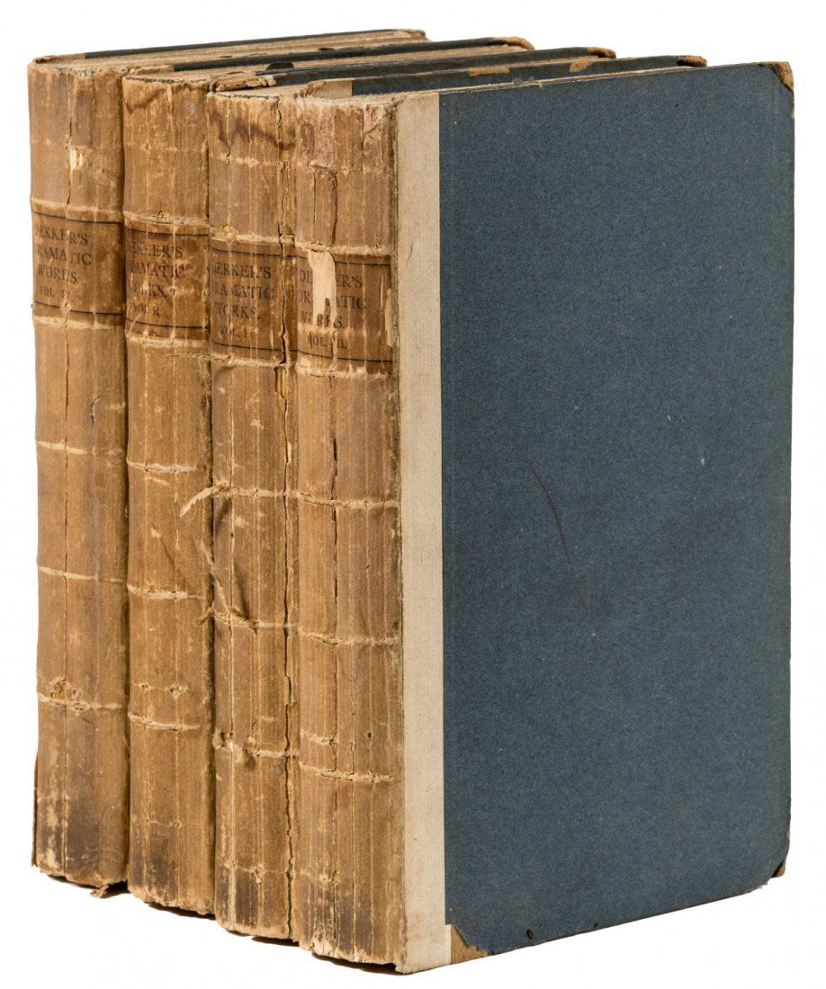 Dramatic Works of Thomas Dekker: Heading: Author: Dekker, Thomas Title: The Dramatic Works Place Published: London Publisher:John Pearson Date Published: 1873 Description: 4 volumes. (8vo) original boards,