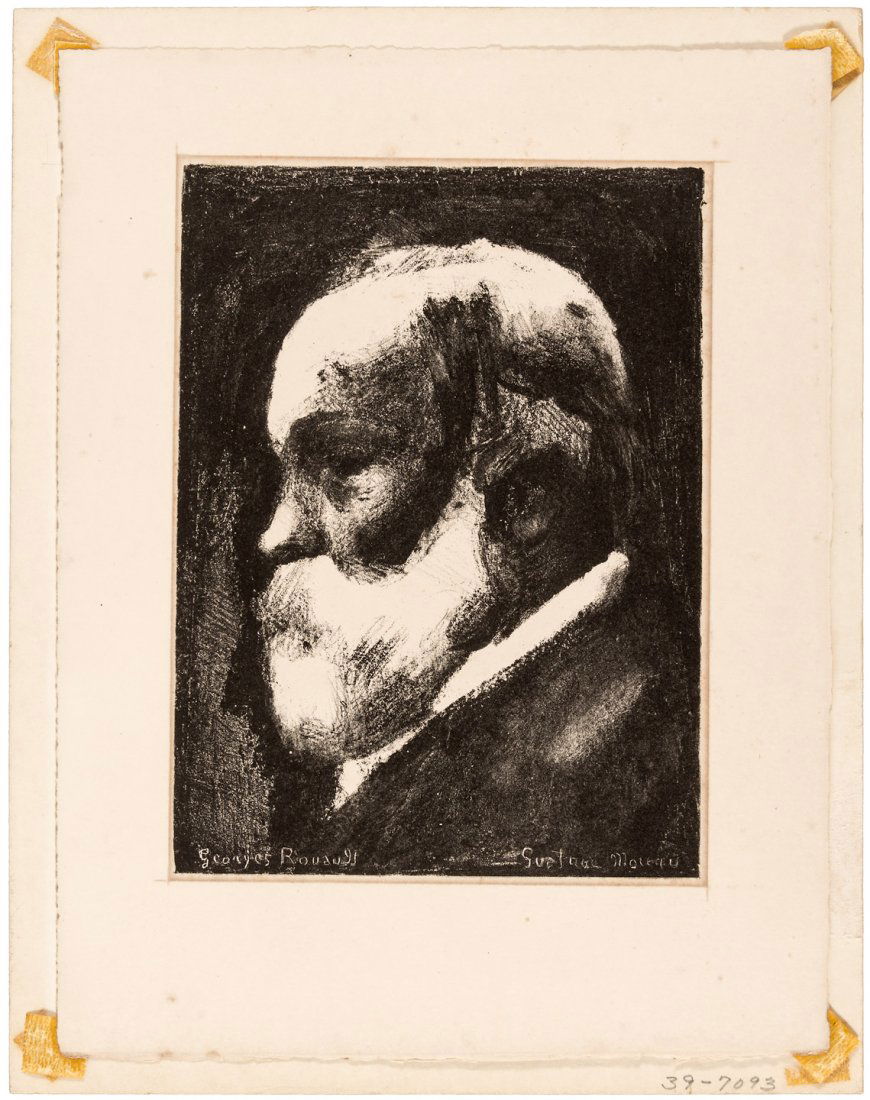Lithograph portrait by Gustave Moreau c.1926: Heading: Author: Moreau, Gustave Title: Georges Rouault - lithograph portrait Place Published: Publisher: Date Published: c.1926 Description: Lithograph portrait of a bear