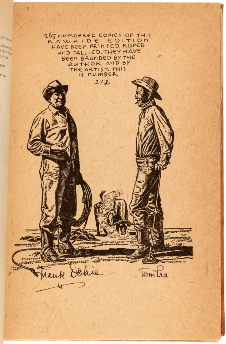 J. Frank Dobie The Longhorns Rawhide Edition 1/265: Heading: (Texas) Author: Dobie, J. Frank Title: The Longhorns Place Published: Boston Publisher:Little, Brown and Company Date Published: 1941 Description: Illustrations by