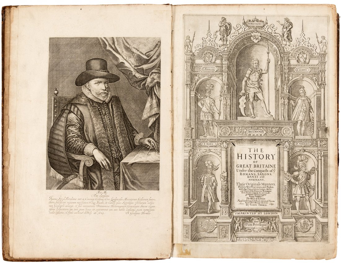 John Speed's History of Great Britain 1650: Heading: Author: Speed, John Title: The History of Great Britaine Under the Conquests of ye Romans, Saxons, Danes and Normans Place Published: London Publisher:George Humble Date Published: