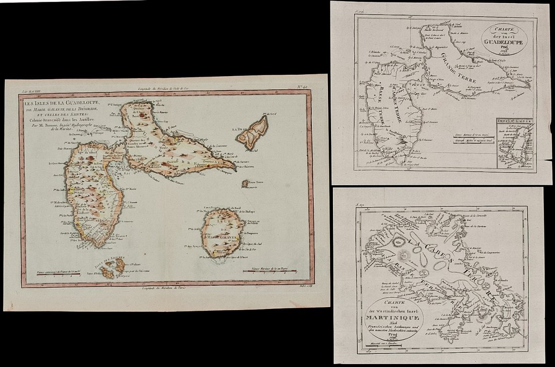 3 19th cent maps of Caribbean, Martinique: Heading: (Caribbean - Martinique and Guadeloupe) Author: Title: Three 18th and 19th century maps of the Caribbean - Martinique & Guadeloupe Place Published: Publisher: Date Published: 1822