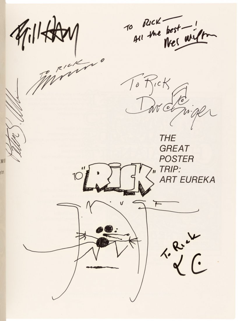 The Great Poster Trip - signed by 7 artists, etc: Heading: (Poster Art) Author: Walker, Cummings G., editor Title: The Great Poster Trip: Art Eureka Place Published: [Palo Alto, CA] Publisher:Coyne & Blanchard, Inc. Date Published: 1968 <