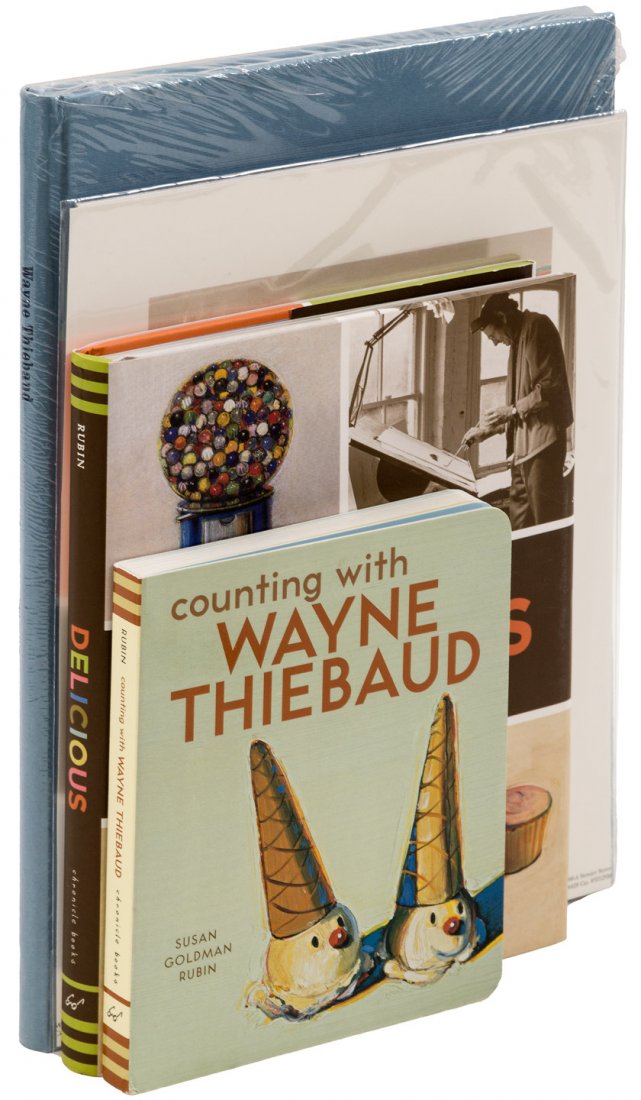 3 books + 1 print of Wayne Thiebaud food art: Heading: Author: Thiebaud, Wayne Title: Three books about Wayne Thiebaud art Place Published: Various places Publisher: Date Published: Various dates Description: Includes: