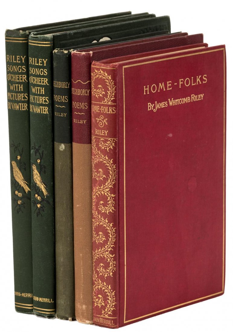 Five volumes by James Whitcomb Riley: Heading: Author: Riley, James Whitcomb Title: Five volumes by James Whitcomb Riley Place Published: Indianapolis Publisher:Bobbs-Merrill or Bowen-Merrill Date Published: Various dates