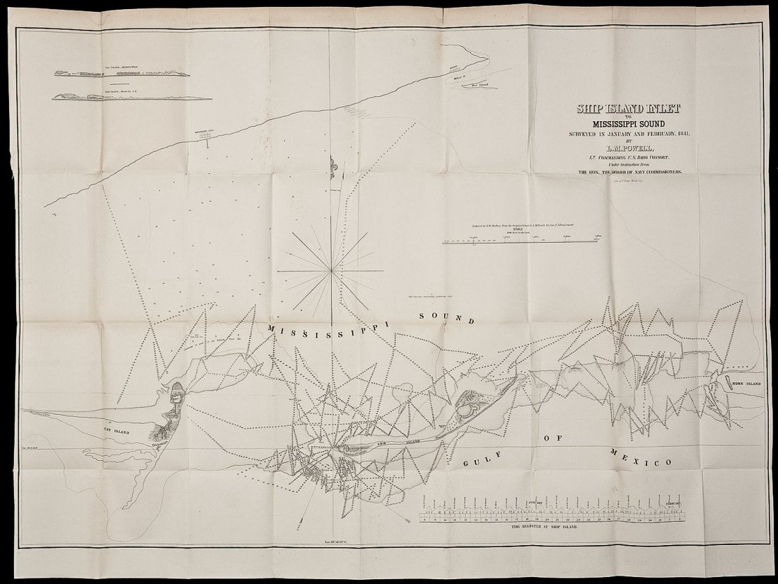 Ship Island Inlet, Mississippi Sound: Heading: (Mississippi) Author: U.S. Government Title: Ship Island Inlet to Mississippi Sound Surveyed in January and February, 1841 by L.M. Powell, Lt. Commanding U.S. Brig Consort, under Instruction 