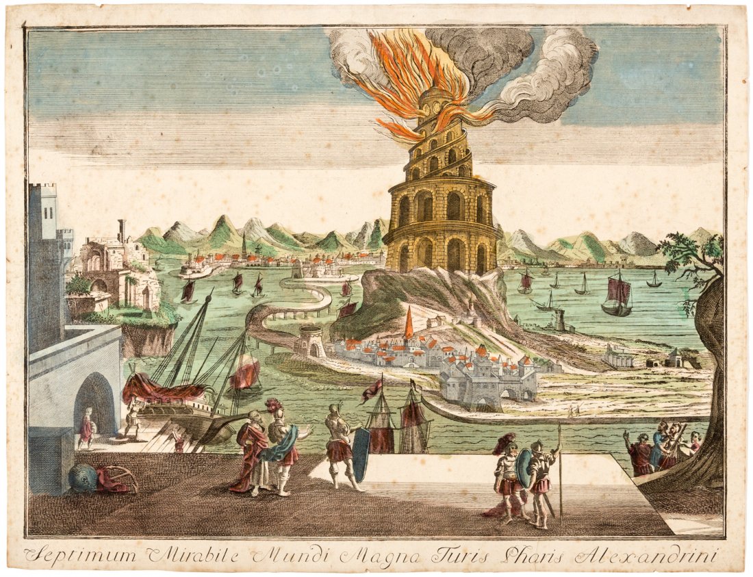 Wonders of the Ancient World: Heading: (Wonders of the Ancient World) Author: Title: Two hand-colored copper engravings of Wonders of the Ancient World Place Published: No place Publisher: Date Published: 18th century