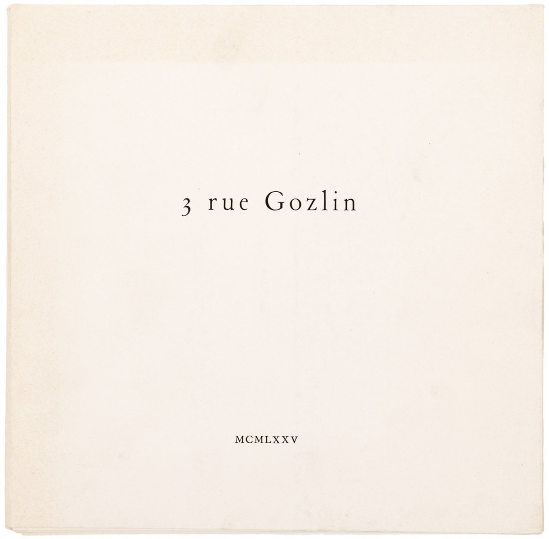 Andre Kertesz 3 rue Gozlin 1/500 copies: Heading: Author: Kertesz, Andre Title: 3 rue Gozlin (Librarie Paul Jammes) Place Published: New York Publisher: Date Published: 1975 Description: Preliminary leaves, coloph