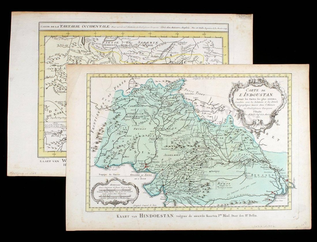 Maps of West Tartarie and India by Bellin c.1750: Heading: (Maps - Asia) Author: Bellin, Jacques Nicolas Title: Two Maps, of West Tartarie and India Place Published: France Publisher: Date Published: c.1750 Description: Inc