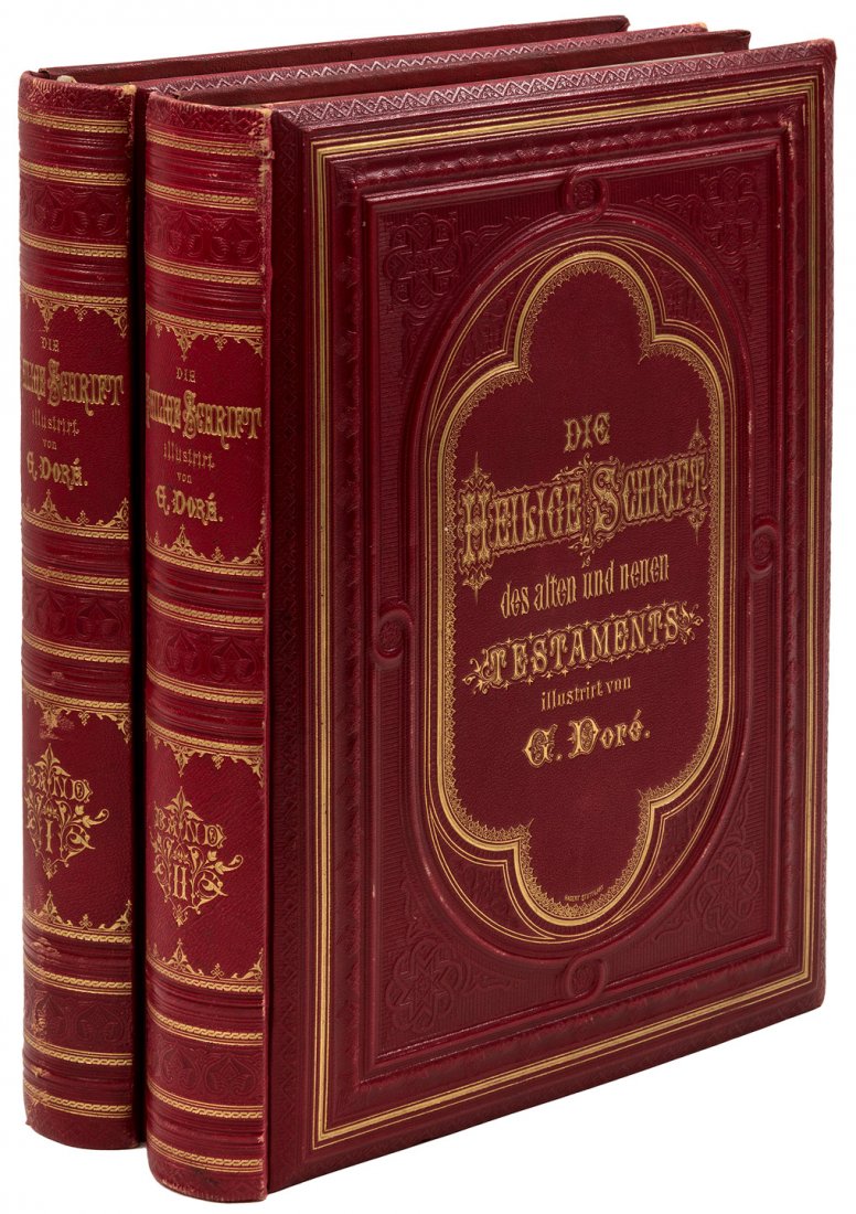 2 volume Bible in German, illus by Gustav Dore c1890: Heading: (Dore, Gustav) Author: Title: Die heilige Schrift. Alten and Neuen Testaments verdeutsch von D. Martin Luther Place Published: Stuttgart Publisher:Eduard Hallberger Date Published: