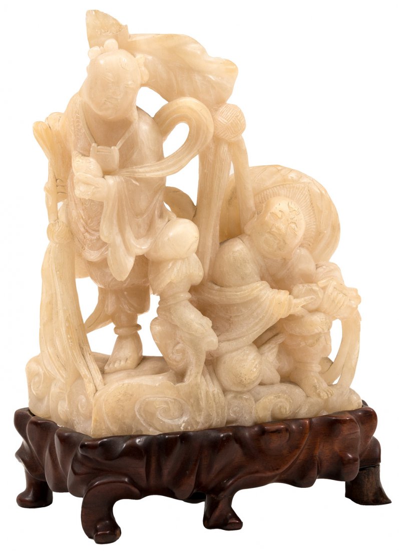Soapstone sculpture of a pair of Chinese children: Heading: (Sculpture) Author: Title: Chinese soapstone sculpture on base Place Published: Publisher: Date Published: No date Description: Soapstone sculpture on base. Depic