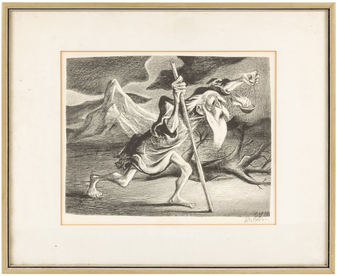 Scarce signed lithograph "Diogenes" by William Gropper: Heading: Author: Gropper, William Title: Diogenes - signed lithograph Place Published: Publisher: Date Published: [c.1950] Description: Lithograph, matted and framed. Imag