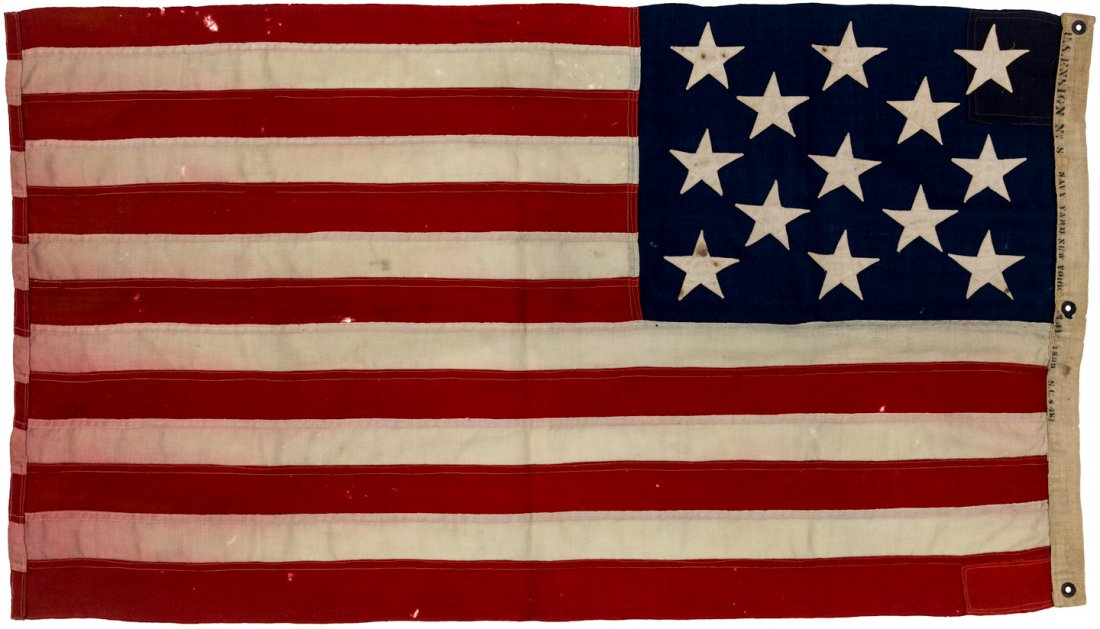 Rare 13 Star U.S. Ensign Flag: Heading: (Flags) Author: Title: Thirteen Star U.S. Flag - "U.S. Ensign No. 8" Place Published: Publisher: Date Published: 1899 Description: 13 star linen flag measuring 28