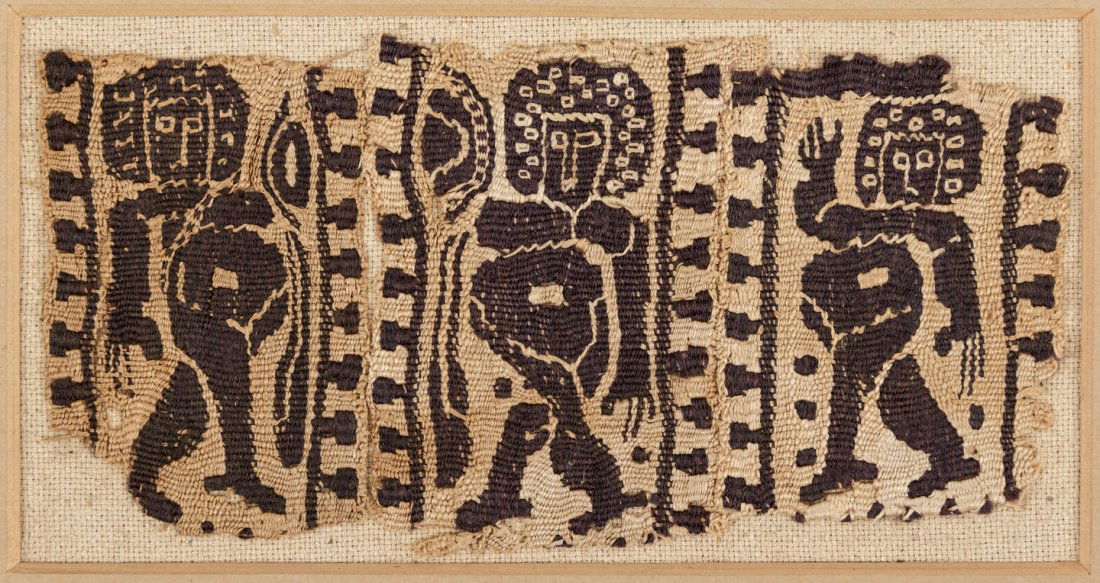 Ancient woven Coptic textile fragments: Heading: (Antiquities) Author: Title: Fragments of an Coptic textile with woven depictions of a human figure Place Published: Egypt Publisher: Date Published: 5th - 7th century C.E. De