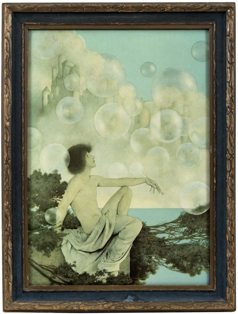 Air Castles; Maxfield Parrish: Heading: Author: Parrish, Maxfield Title: Air Castles Place Published: Publisher: Date Published: No date Description: Maxfield Parrish print. Image measures 37.5x26.6 cm