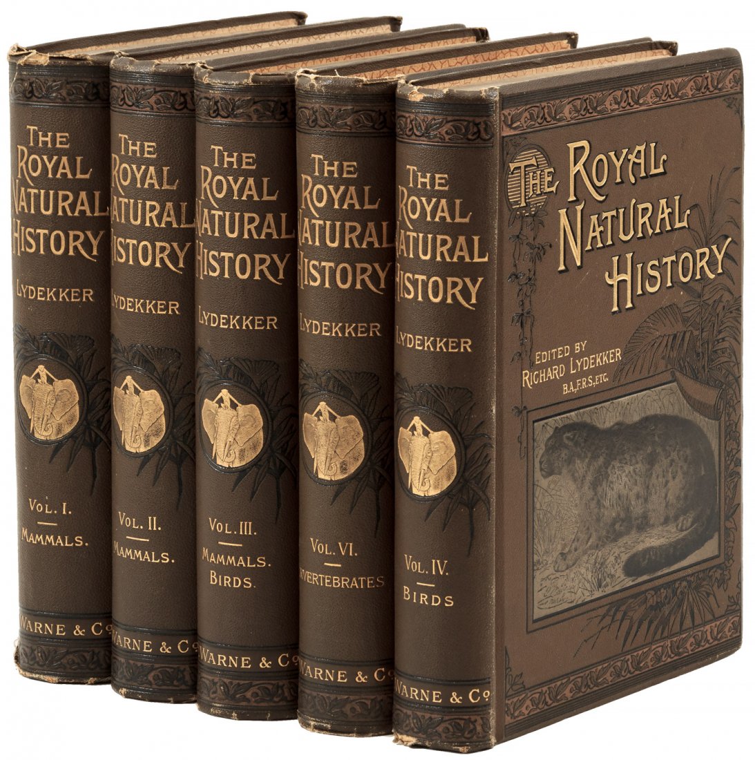 Richard Lydekker: The Royal Natural History.: Heading: Author: Lydekker, Richard, ed. Title: The Royal Natural History Place Published: London Publisher:Frederick Warne & Co. Date Published: 1893-1896 Description: 5 vo