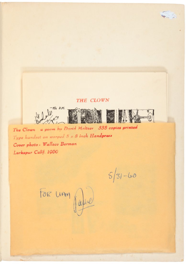 Wallace Berman and David Meltzer Semina VI 1960: Heading: (Berman, Wallace) Author: Meltzer, David Title: The Clown - in Semina VI Place Published: Larkspur, CA Publisher:Wallace Berman Date Published: 1960 Description: