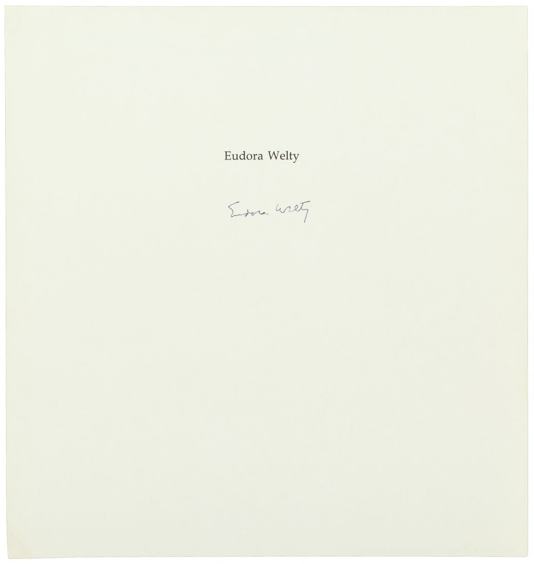 250 Eudora Welty autographs: Heading: Author: Welty, Eudora Title: Signed sheets for "In Black and White" Place Published: Northridge, CA Publisher:Lord John Press Date Published: 1985 Description: