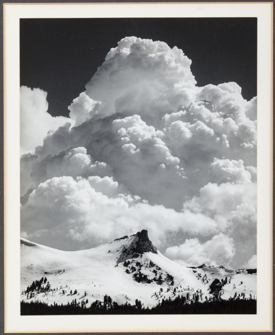 Adams, Ansel. Yosemite.: Heading: (Photographs) Author: Adams, Ansel Title: Unicorn Peak and Thunderclouds - Photograph from Yosemite National Park Place Published: Publisher:Alan Ross Date Published: No date