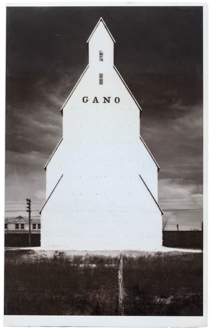Wright Morris Photograph of a Gano Grain Elevator: Heading: (Photographs) Author: Morris, Wright Title: Gano Grain Elevator, Western Kansas Place Published: No place Publisher:Wright Morris Date Published: 1940 [later impression] Descri