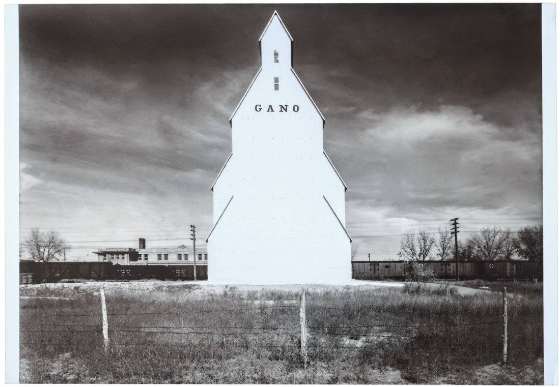Wright Morris Photograph of a Gano Grain Elevator: Heading: (Photographs) Author: Morris, Wright Title: Gano Grain Elevator, Western Kansas Place Published: No place Publisher:Wright Morris Date Published: 1940 [later impression] Descri