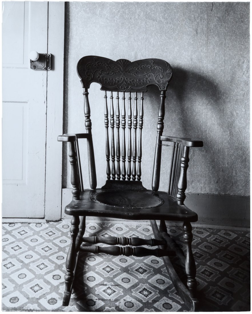 Wright Morris Photograph of straightback chair: Heading: (Photographs) Author: Morris, Wright Title: Straightback Chair, The Home Place Place Published: No place Publisher:Wright Morris Date Published: 1947 [later impression] Descrip