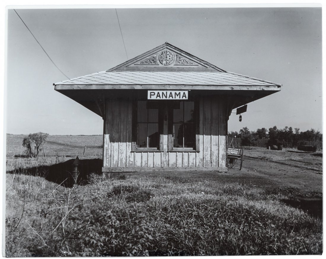 Wright Morris Photograph of Panama Nebraska Train Depot: Heading: (Photographs) Author: Morris, Wright Title: Train Depot, Panama, Nebraska Place Published: No place Publisher:Wright Morris Date Published: 1947 [later impression] Description: