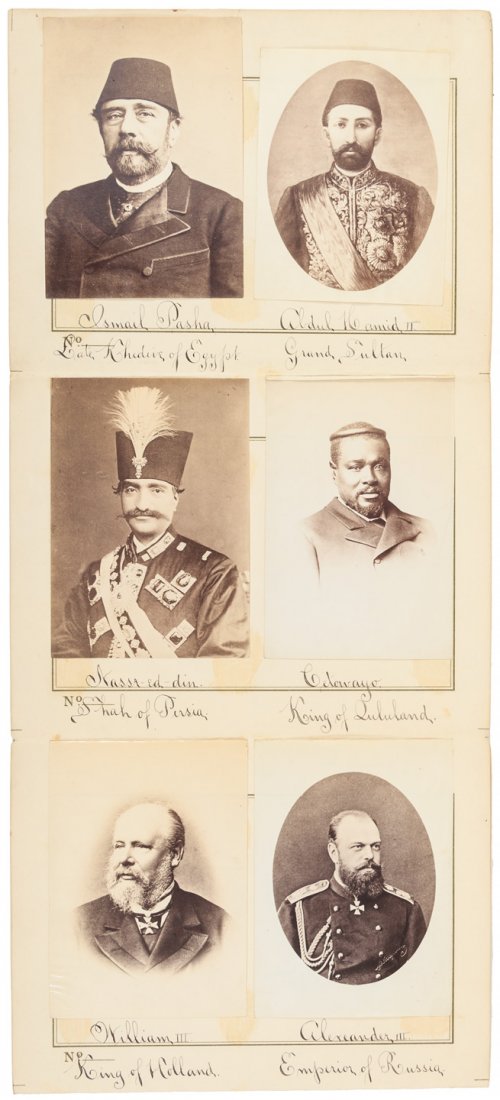 Early photographs of world leaders: Heading: (Photographs) Author: Title: Photographs of world leaders and royalty Place Published: No place Publisher: Date Published: Late 19th century Description: Three fol