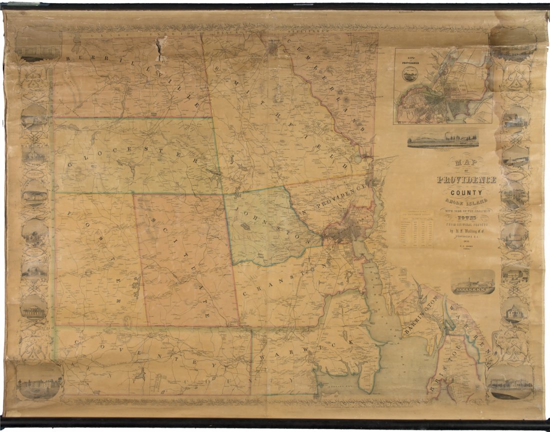 Wall map of Providence Co. Rhode Island 1851: Heading: (Rhode Island) Author: Walling, Henry Francis Title: Map of Providence County, Rhode Island, with some of the adjacent towns Place Published: Providence, RI Publisher:O.C. Brown, Publisher
