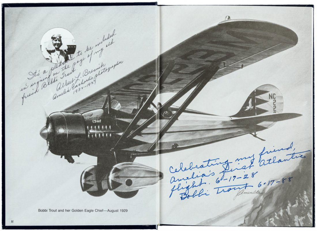 Signed by aviator Bobbi Trout and others: Heading: (Aviation) Author: Veca, Donna & Skip Mazzio Title: Just Plane Crazy, Biography of Bobbi Trout Place Published: Santa Clara Publisher:Osborne Date Published: 1987 Description: