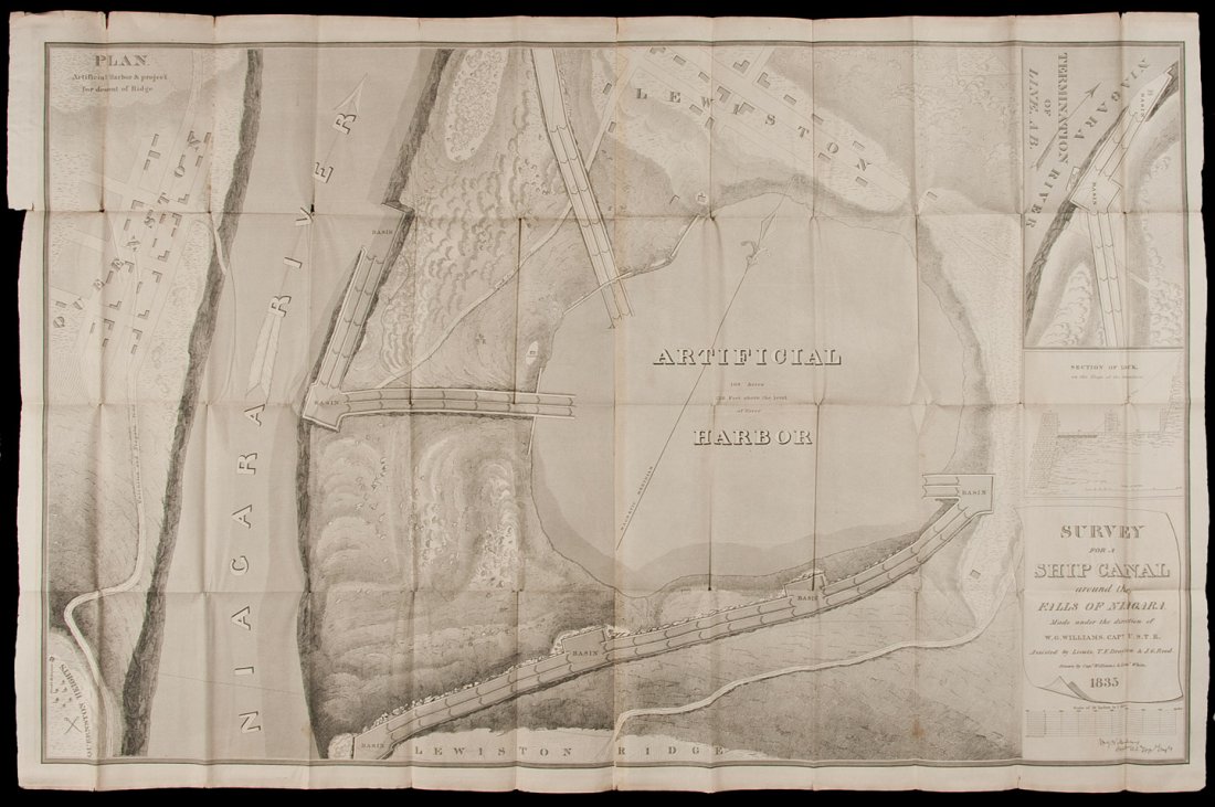 Large plan for Niagara Ship Canal 1835: Heading: (New York - Niagara Falls) Author: U.S. Government Title: Survey for a Ship Canal around the Falls of Niagara. Made under the direction of W.G. Williams, Capt., U.S.T.E. Place Published: Wash