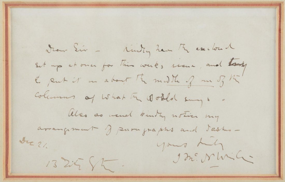 James McNeill Whistler Autograph Note Signed (1 of 3)