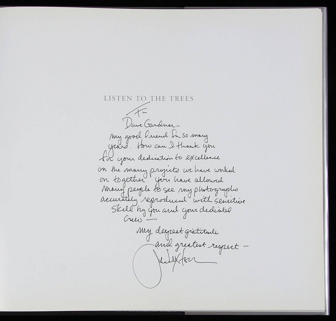 John Sexton photo book Listen to the Trees inscr.: Heading: Author: Sexton, John Title: Listen to the Trees Place Published: Boston Publisher:Little, Brown and Company Date Published: [1994] Description: Introduction by Ste