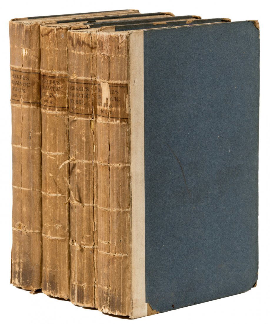 Dramatic Works of Thomas Dekker: Heading: Author: Dekker, Thomas Title: The Dramatic Works Place Published: London Publisher:John Pearson Date Published: 1873 Description: 4 volumes. (8vo) original boards,