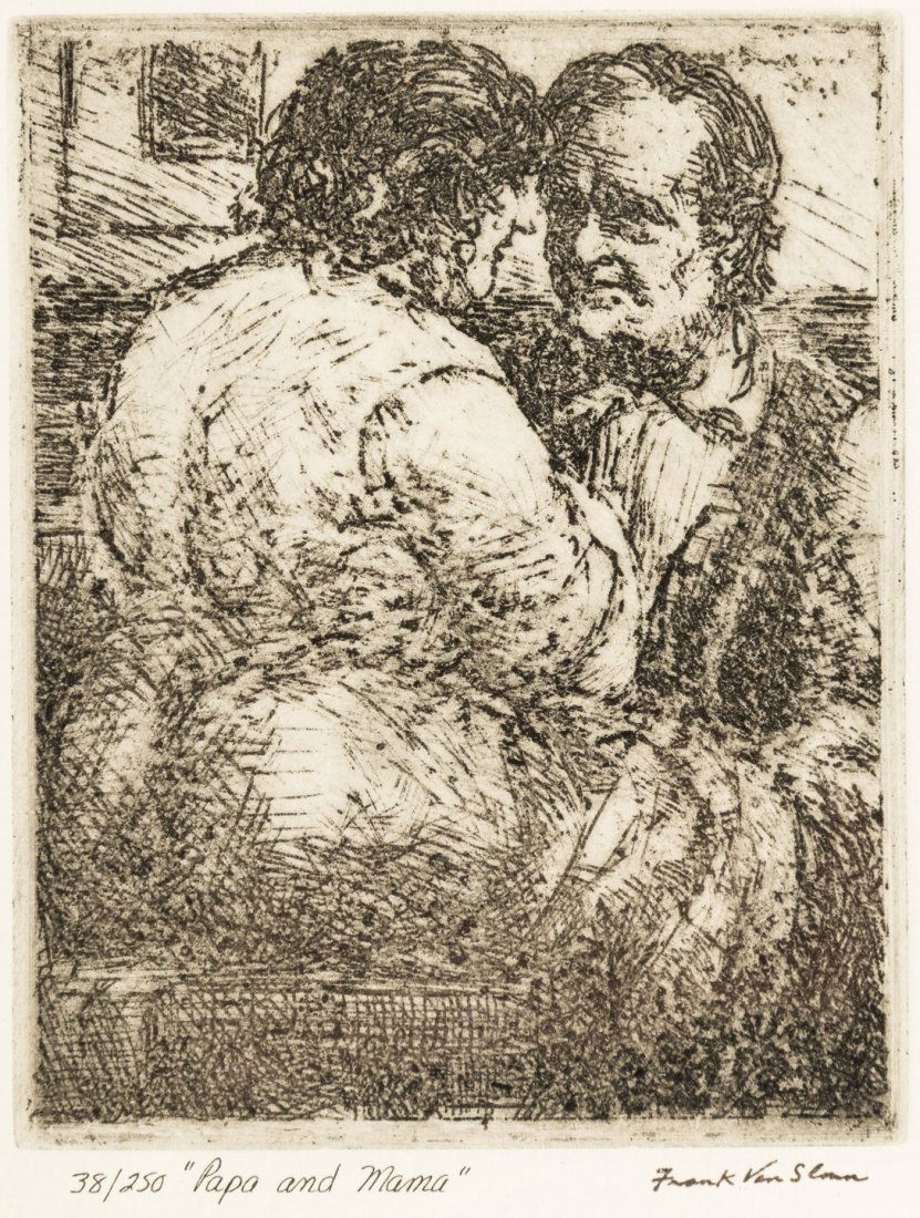 4 etchings signed by Frank Van Sloun c.1930s (1 of 3)