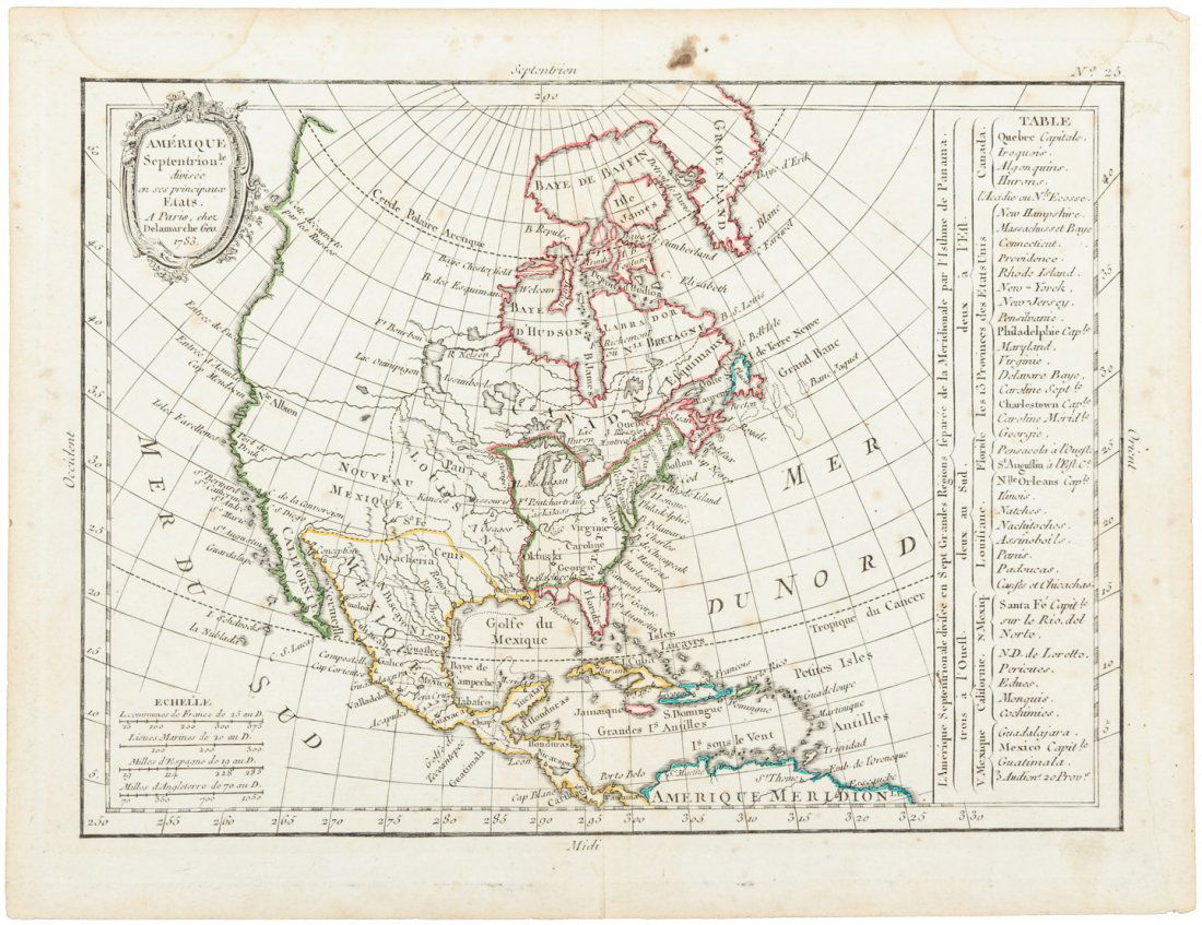 North America with infant United States 1783: Heading: Author: Delamarche, Charles François Title: Amérique Septentrionale divesée en ses principaux Etats Place Published: Paris Publisher: Date Published: 1783 Description: