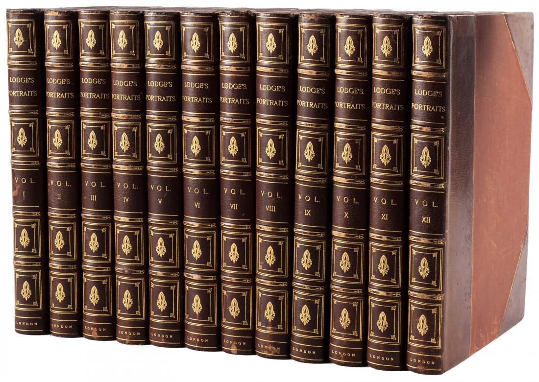 Lodge's Portraits in 12 volumes 3/4 morocco bindings (1 of 3)