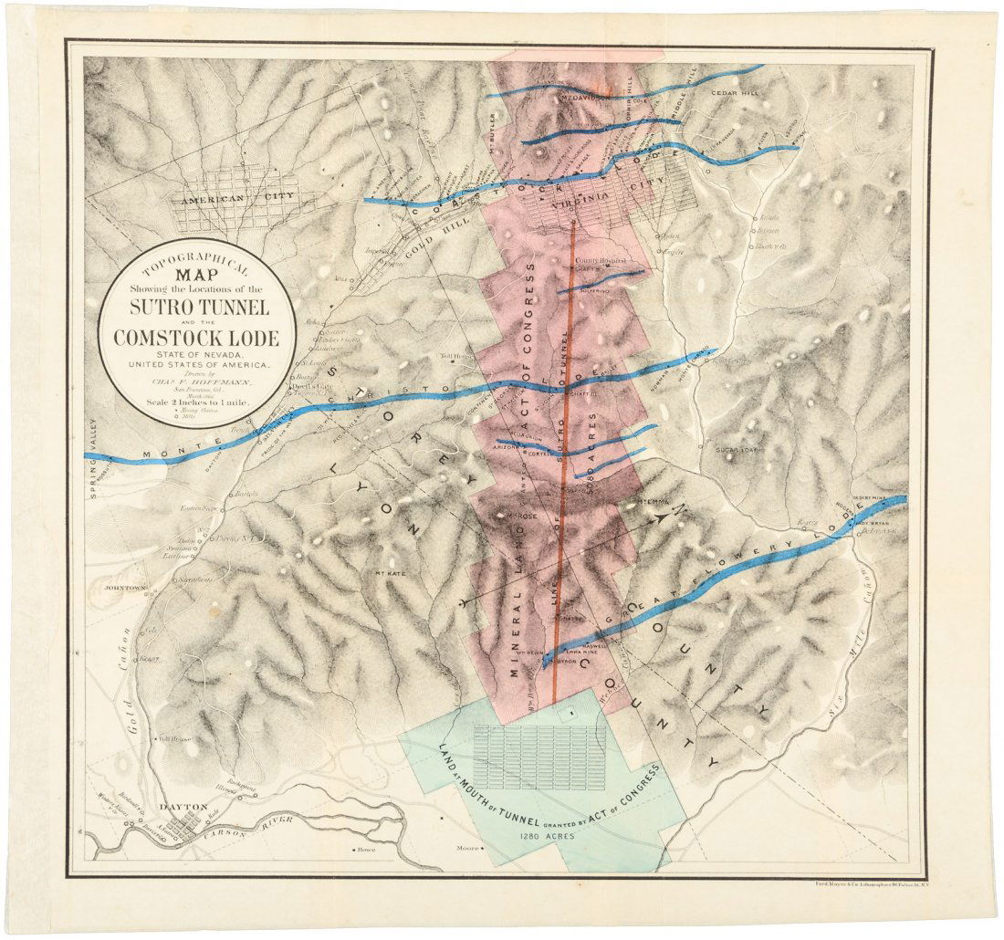 Map of the Sutro Tunnel & Comstock Lode 1866 (1 of 1)