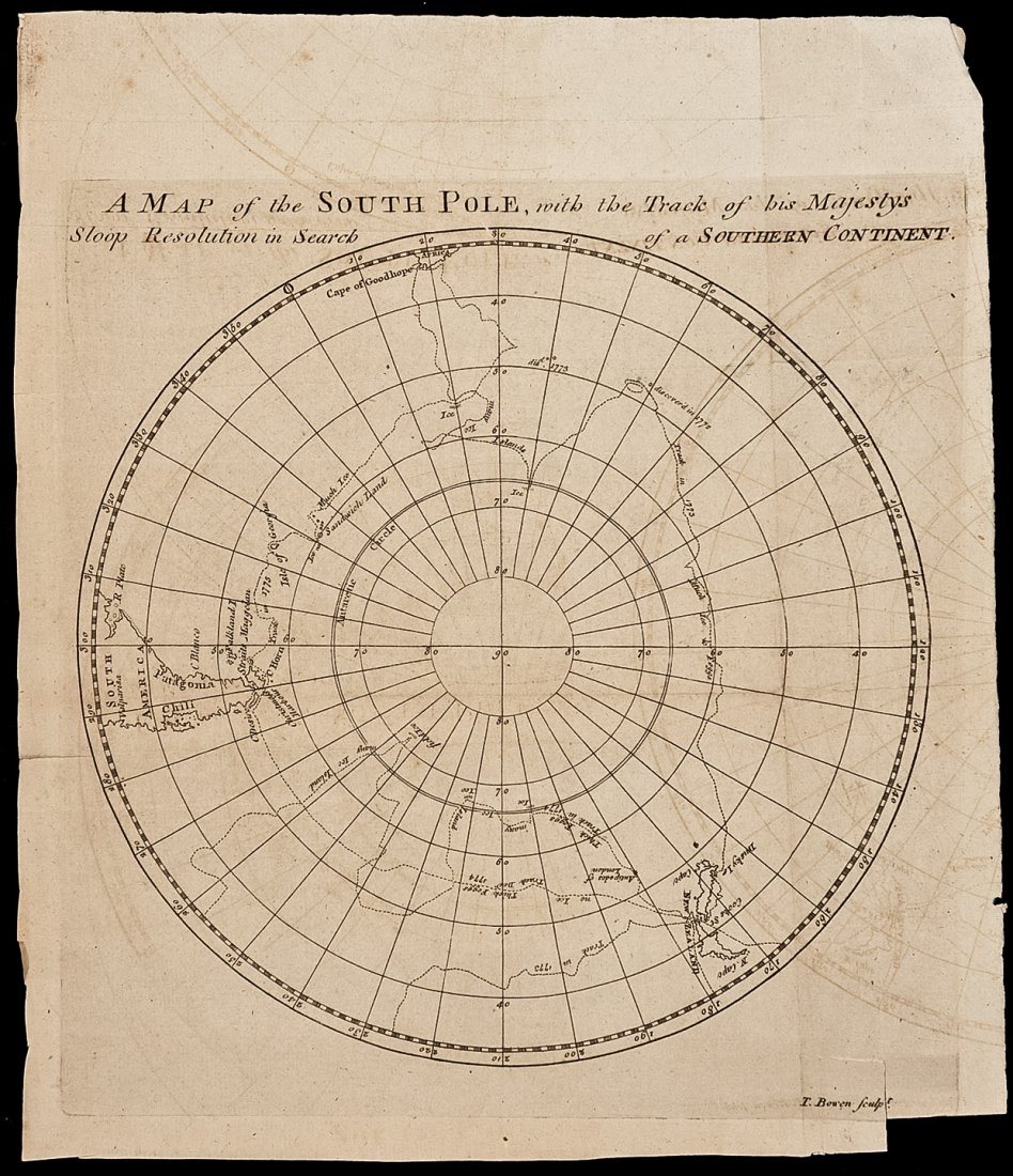 South Pole with Cook's 2nd voyage traced: Heading: Author: Gentleman's Magazine Title: A Map of the South Pole, with the Track of His Majesty's Sloop Resolution in Search of a Southern Continent Place Published: London Publisher: Date P