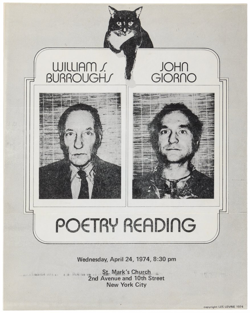 Flyer from 1974 WIlliam S. Burroughs reading (1 of 1)